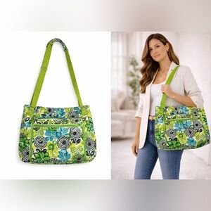 Naturecore Limes Up Green Floral Quilted Laptop Bag Festival Vera Bradley